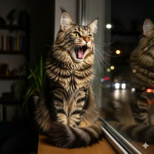 Maine coon is crying at night