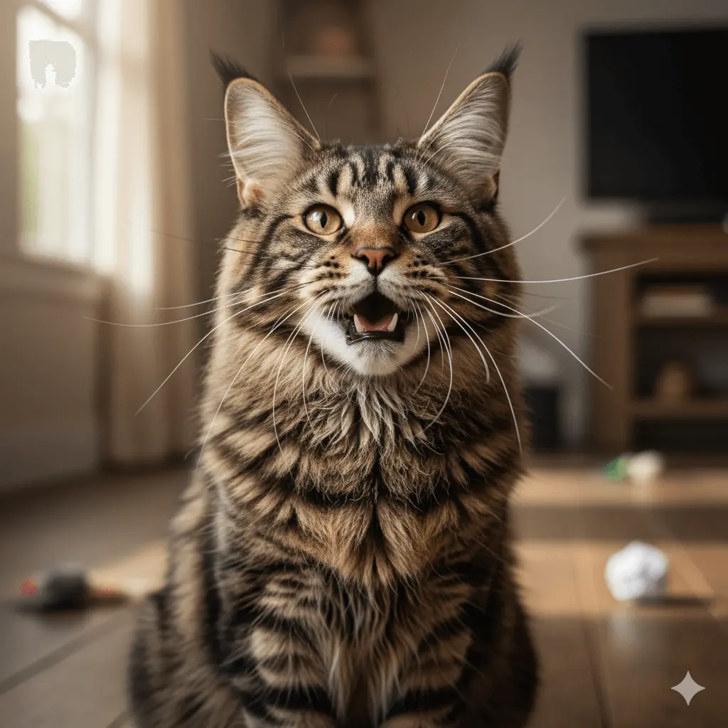 Maine coon is chirping instead of meowing.